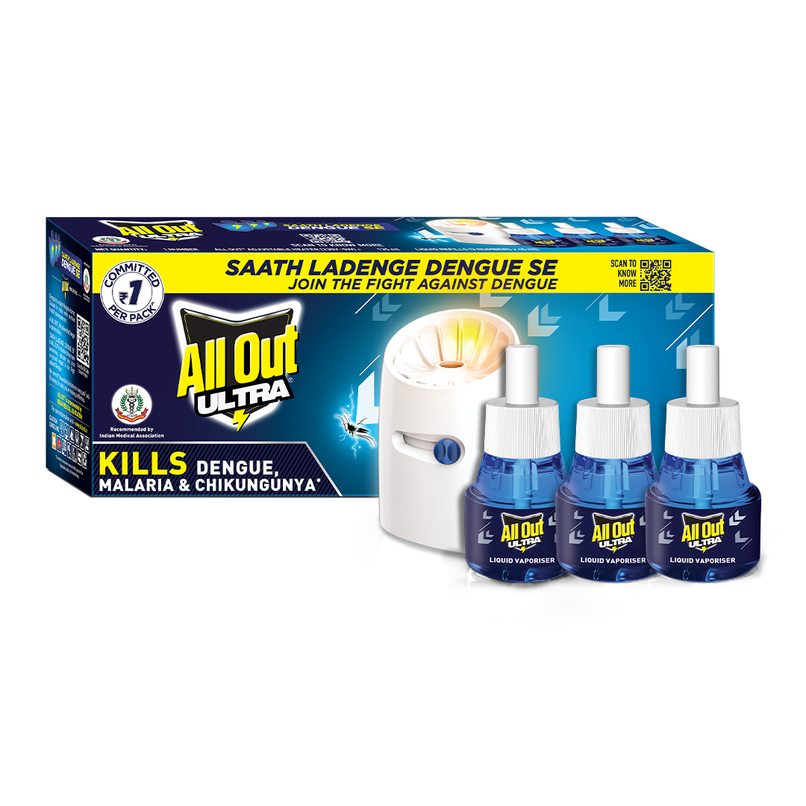 All Out Ultra | 1 Machine + 3 Refills | Liquid Vaporizer Mosquito Repellent All Out Ultra | 1 Machine + 3 Refills | Liquid Vaporizer Mosquito Repellent
