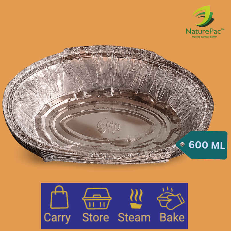 Naturepac Foil Container + Lid 600 ml | Sturdy & Practical Naturepac Foil Container + Lid 600 ml | Sturdy & Practical