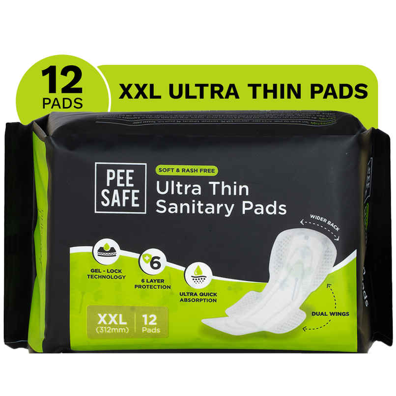 Pee Safe Ultra Thin Rash Free Sanitary Pads 12 XXL