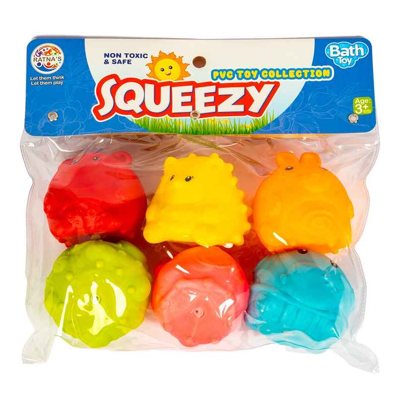 Ratna's Squeezy Cute Animals 6Pcs | Assorted Ratna's Squeezy Cute Animals 6Pcs | Assorted