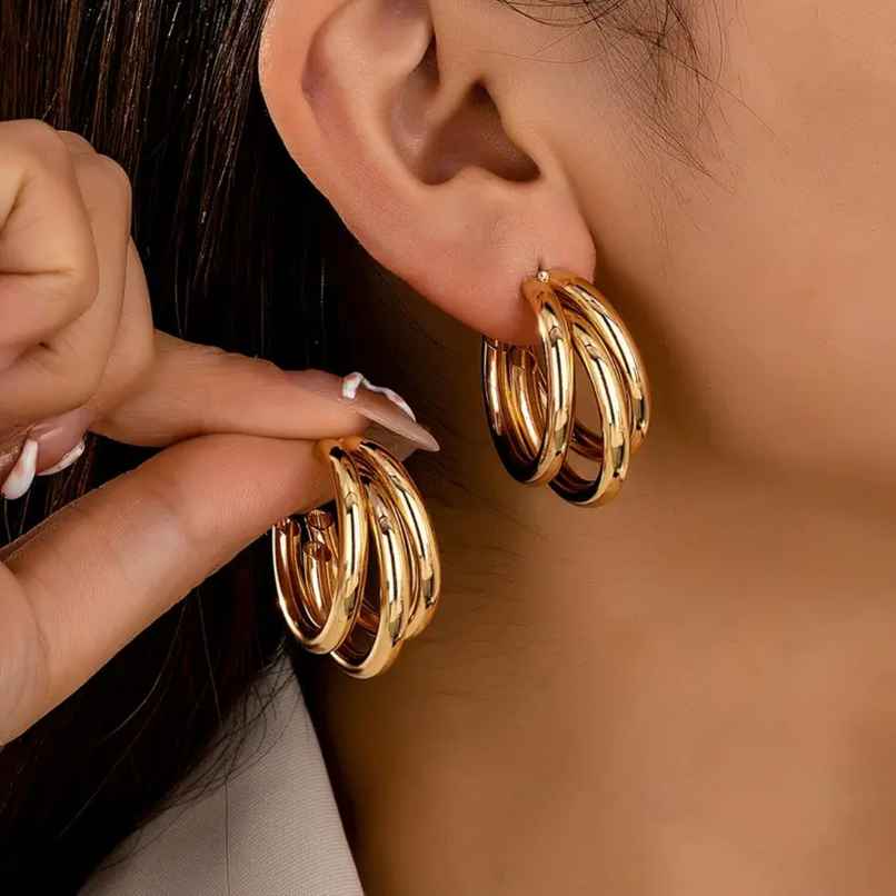 Beautynx Triple Glow Hoop Earrings | BNX-EAR-0026 - Gold