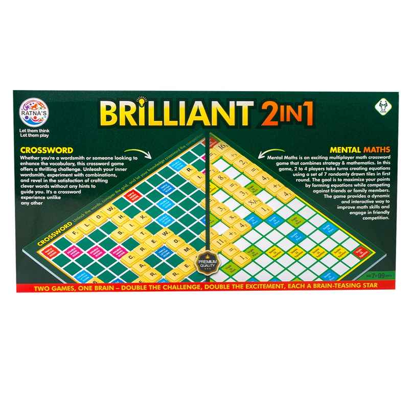 Ratna's Brilliant 2 in 1 Board Game | Crossword, Mental Math & More | 7+ years