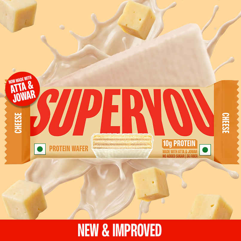 SuperYou 10g Protein Wafer Bar - Cheese (Made with Atta & Jowar. No Added Sugar. No Trans Fat.)
