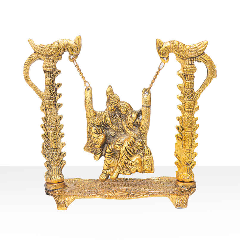 Jhula Radha Krishna in Gold Polish | Devnidhi