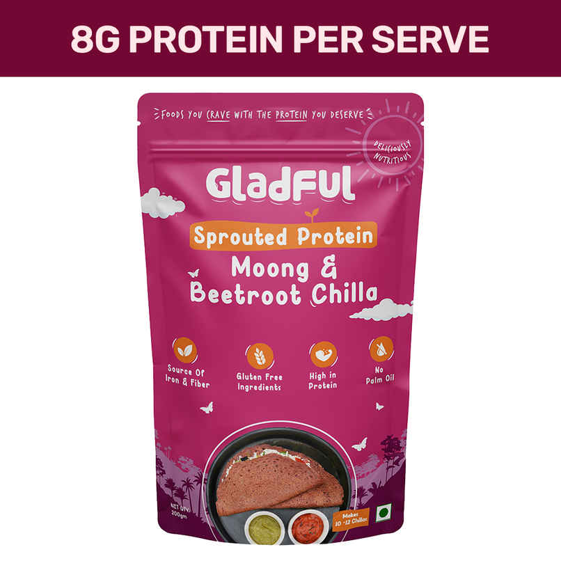 Gladful Beetroot Protein Sprouted Lentils and Millets Instant Chilla Mix Gladful Beetroot Protein Sprouted Lentils and Millets Instant Chilla Mix