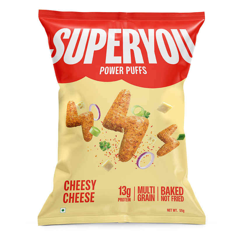 SuperYou Power Puffs - Cheesy Cheese | 13g protein | Multigrain, No Palm Oil, No Cholesterol SuperYou Power Puffs - Cheesy Cheese | 13g protein | Multigrain, No Palm Oil, No Cholesterol