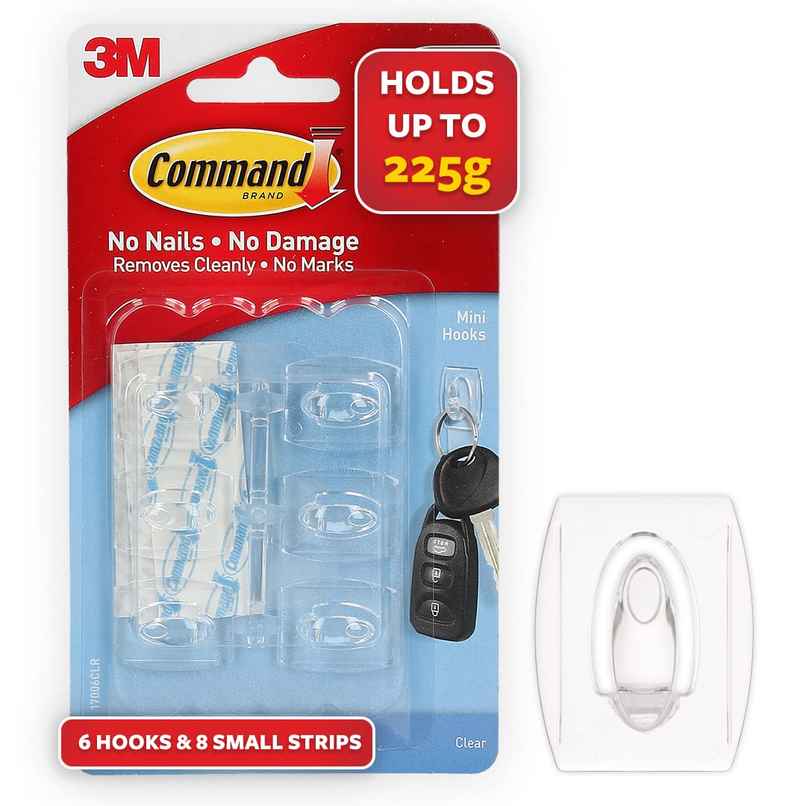 Command Mini Wall Hooks | Clear