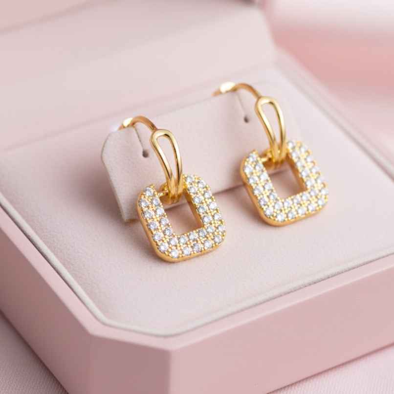 Beautynx Golden Spark Square Earrings | BNX-EAR-0050 - Gold