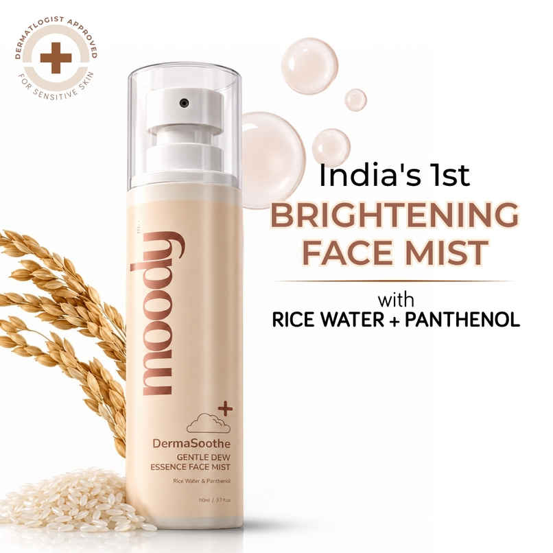 Moody DermaSoothe Brightening Face Mist & Essence Toner with Rice & Ceramides 