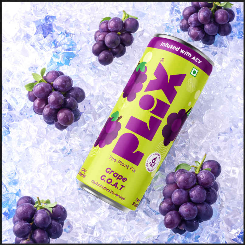 Plix Grape G.O.A.T Fizzy Soft Drink Can | Low Calorie & Zero Sugar | Prebiotics with 6g Fibre