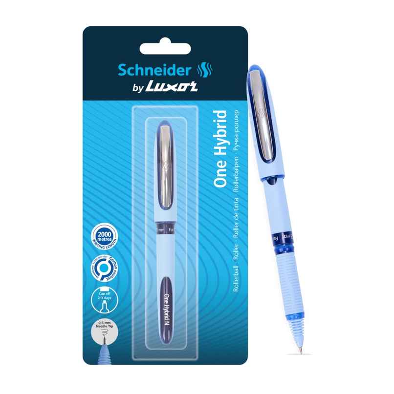 Schneider By Luxor One Hybrid Roller Ball Pen | Blue | 0.5 mm Needle Tip | 2000 m Writing Experience Schneider By Luxor One Hybrid Roller Ball Pen | Blue | 0.5 mm Needle Tip | 2000 m Writing Experience