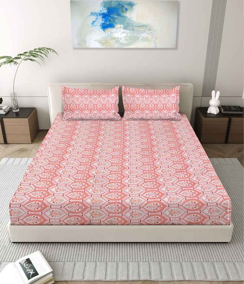 Status Imperial Corner Fitted Double Bedsheet | Terracotta Garden | 198 x 182 cm