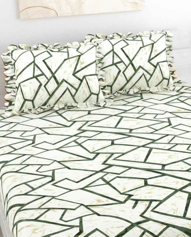 DREAM WEAVERZ Elastic Fitted Double Bedsheet with 2 Frill Pillow Covers | Cotton Blend | Cream Yellow DREAM WEAVERZ Elastic Fitted Double Bedsheet with 2 Frill Pillow Covers | Cotton Blend | Cream Yellow