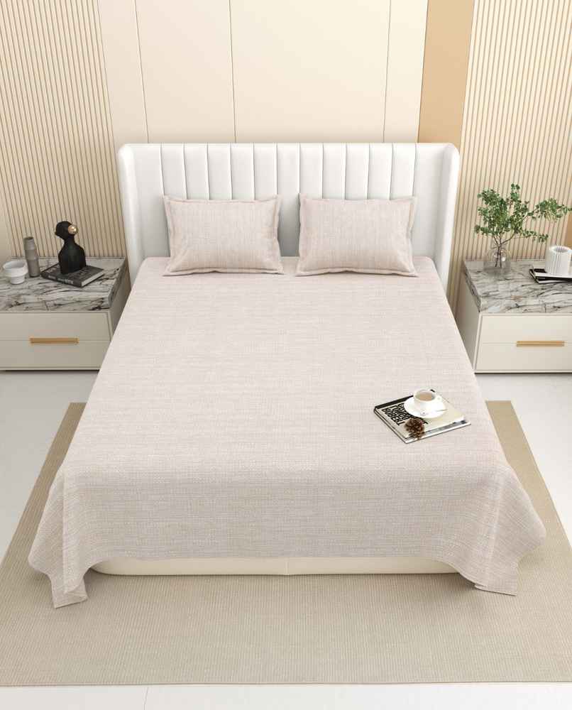 DREAM WEAVERZ King Size Bedsheet With 2 Pillow Covers | 100% Cotton| Light Beige DREAM WEAVERZ King Size Bedsheet With 2 Pillow Covers | 100% Cotton| Light Beige