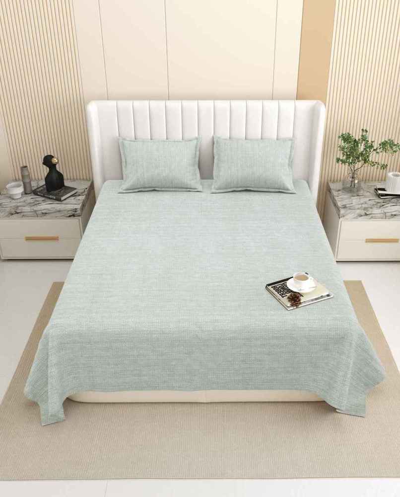 DREAM WEAVERZ King Size Bedsheet With 2 Pillow Covers | 100% Cotton| Light Grey