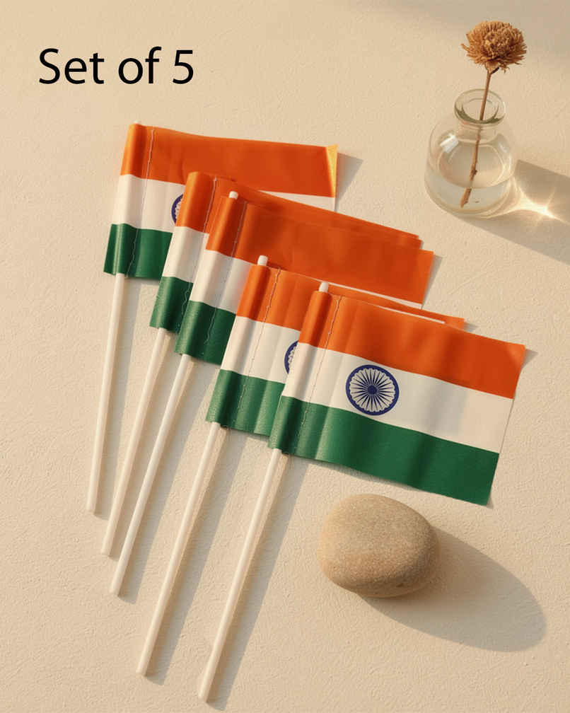 Mini Indian National Flags | Pack of 5 | Mad Over Prints Mini Indian National Flags | Pack of 5 | Mad Over Prints