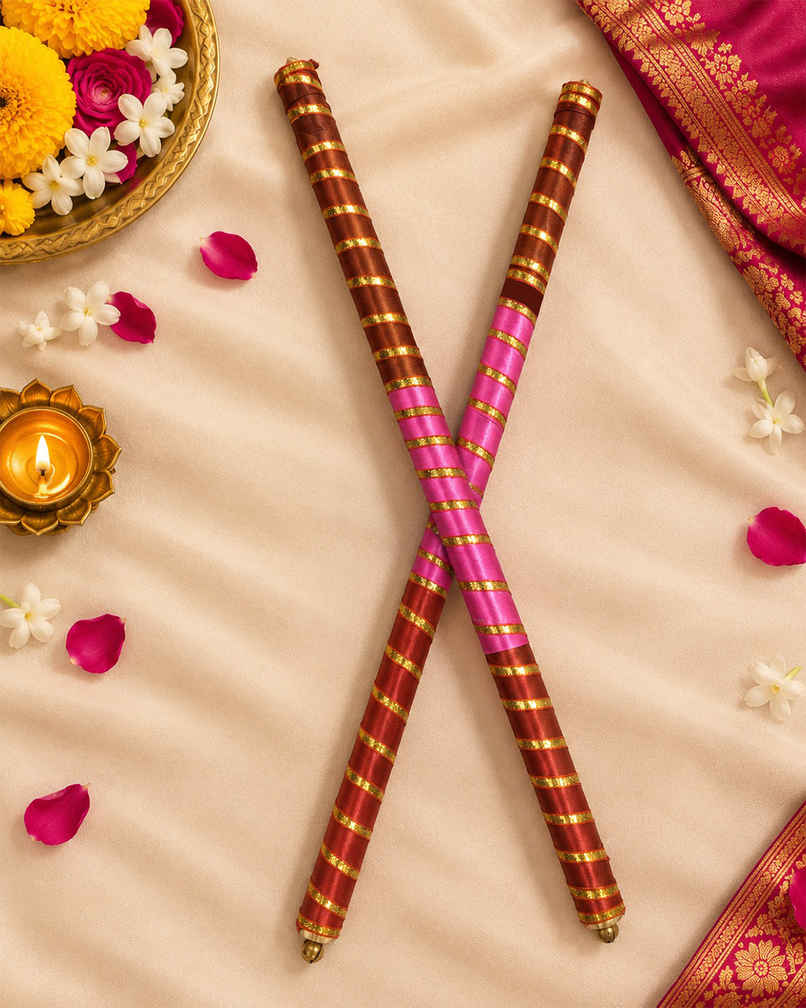 Trio Red Pink Marron Dandiya | Mad Over Print Trio Red Pink Marron Dandiya | Mad Over Print