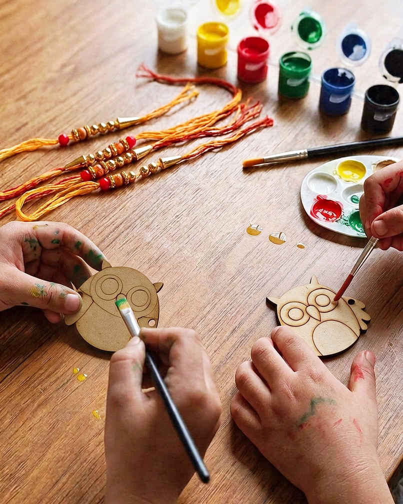 Kids DIY Rakhi Owl Wooden Craft & Paint Kit | Unique Find | Pack of 2 | Mad Over Prints Kids DIY Rakhi Owl Wooden Craft & Paint Kit | Unique Find | Pack of 2 | Mad Over Prints