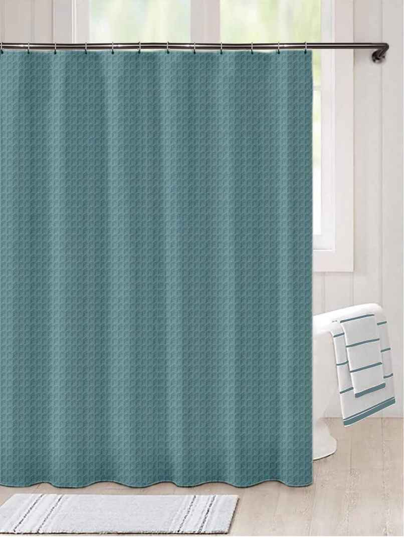 Lushomes Waffle Weave Shower Curtain - Aqua Blue | Thick Fabric | 70 x 72 inch | Rust-Resistant