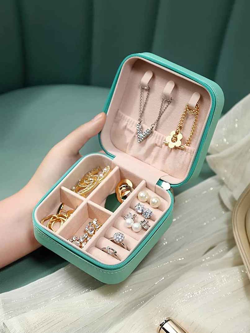 Youbella Jewellery Organiser Pu Leather Zipper Portable Storage Box Case(Jewellery - Box - 11)