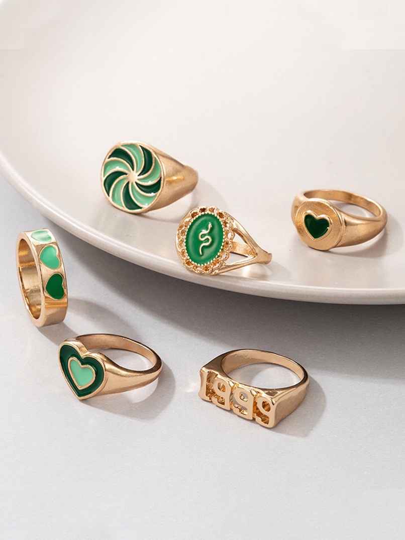 YouBella Jewellery Gold Plated Enamelled Combo of Rings for Girls and Women (YBRG - 20139)