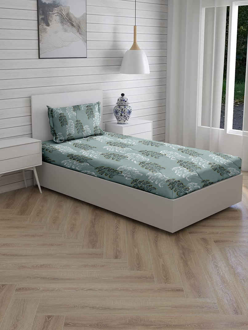 Status Crown Superfine Microfiber Single Bedsheet | Serene Floral | 150 x 220 cm