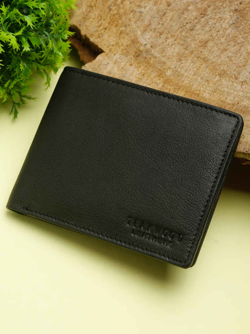 Teakwood Leather Men's Slim Coin Wallet | WLT 140 BL | Black