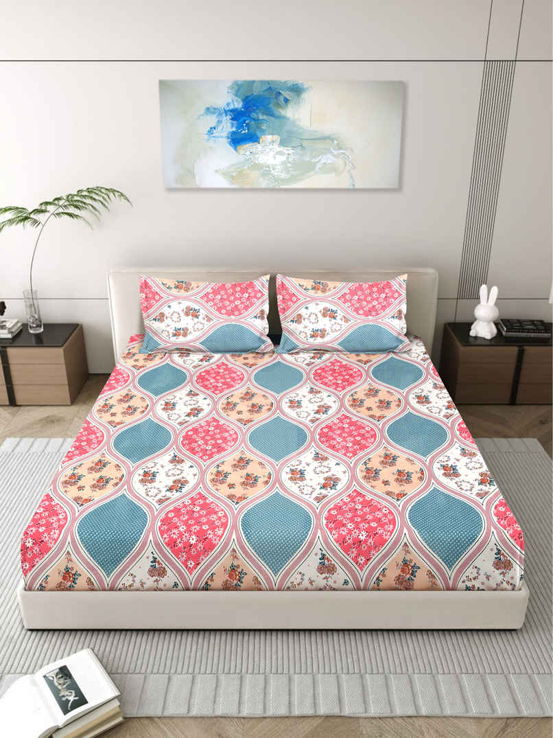 Status Crown Superfine Microfiber Queen Bedsheet | Garden Grace | 220 x 250 cm