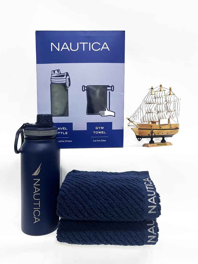Nautica Triple Layer Insulated Thermos Bottle | Sports Use | Navy | 3 pc