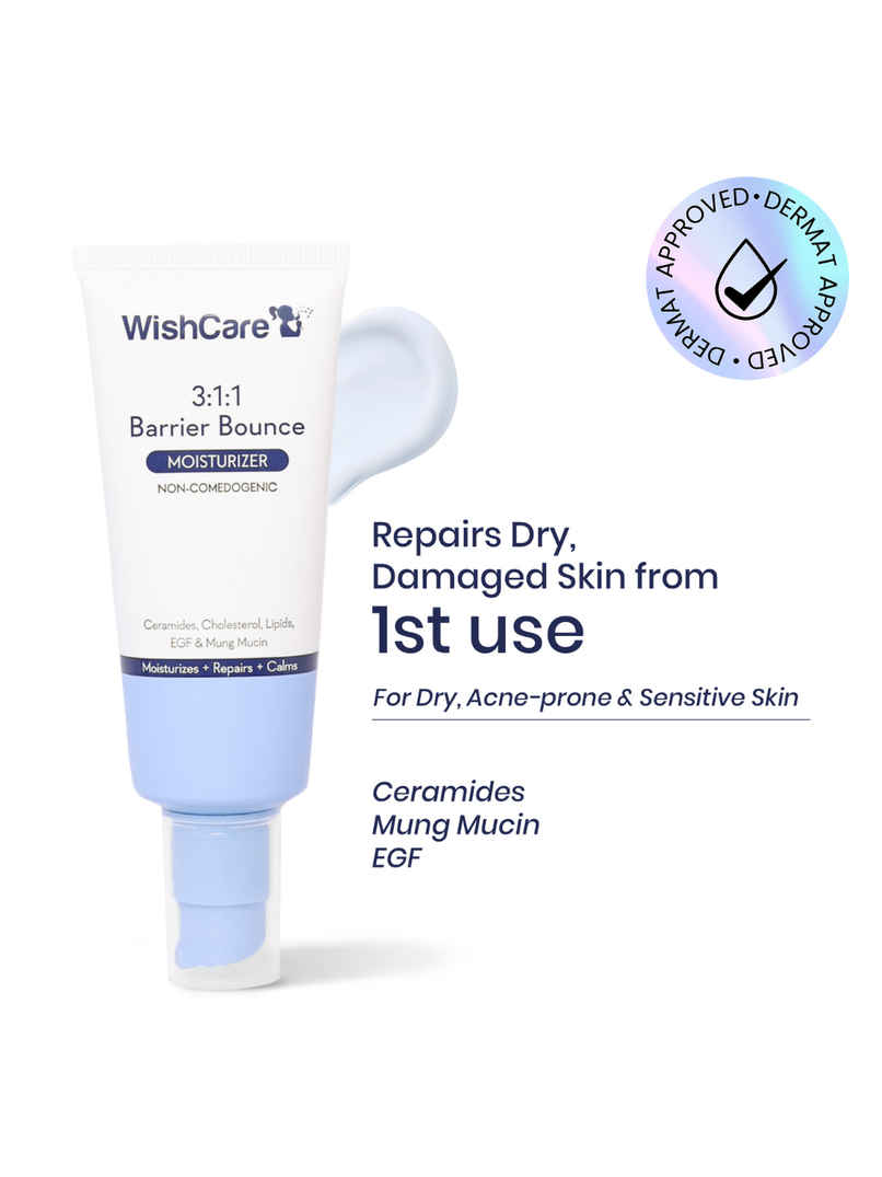 WishCare 3:1:1 Barrier Bounce Face Moisturizer Cream For All Skin Types|Repairs Skin Barrier