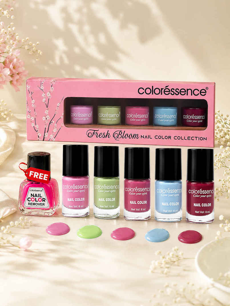 Coloressence Fresh Bloom Nail Paint Kit with Free Remover| Glossy Finish | Quick Dry|Chip-Resistant