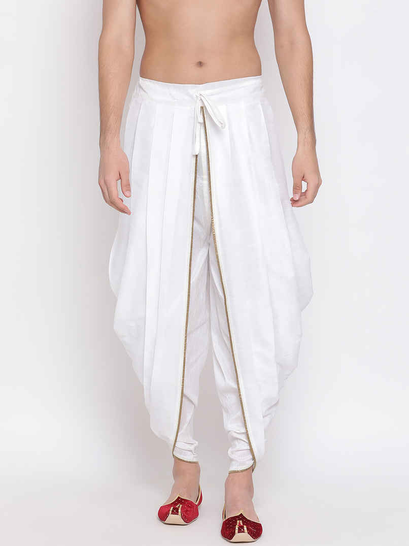 Vastramay Men's Silk Blend Dhoti | White | M Vastramay Men's Silk Blend Dhoti | White | M