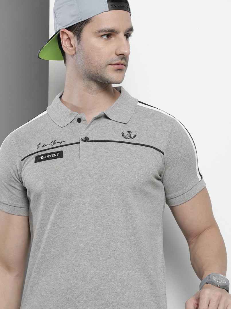 The Indian Garage Co Men's Slim Fit Solid Casual T-Shirt | Grey - S The Indian Garage Co Men's Slim Fit Solid Casual T-Shirt | Grey - S