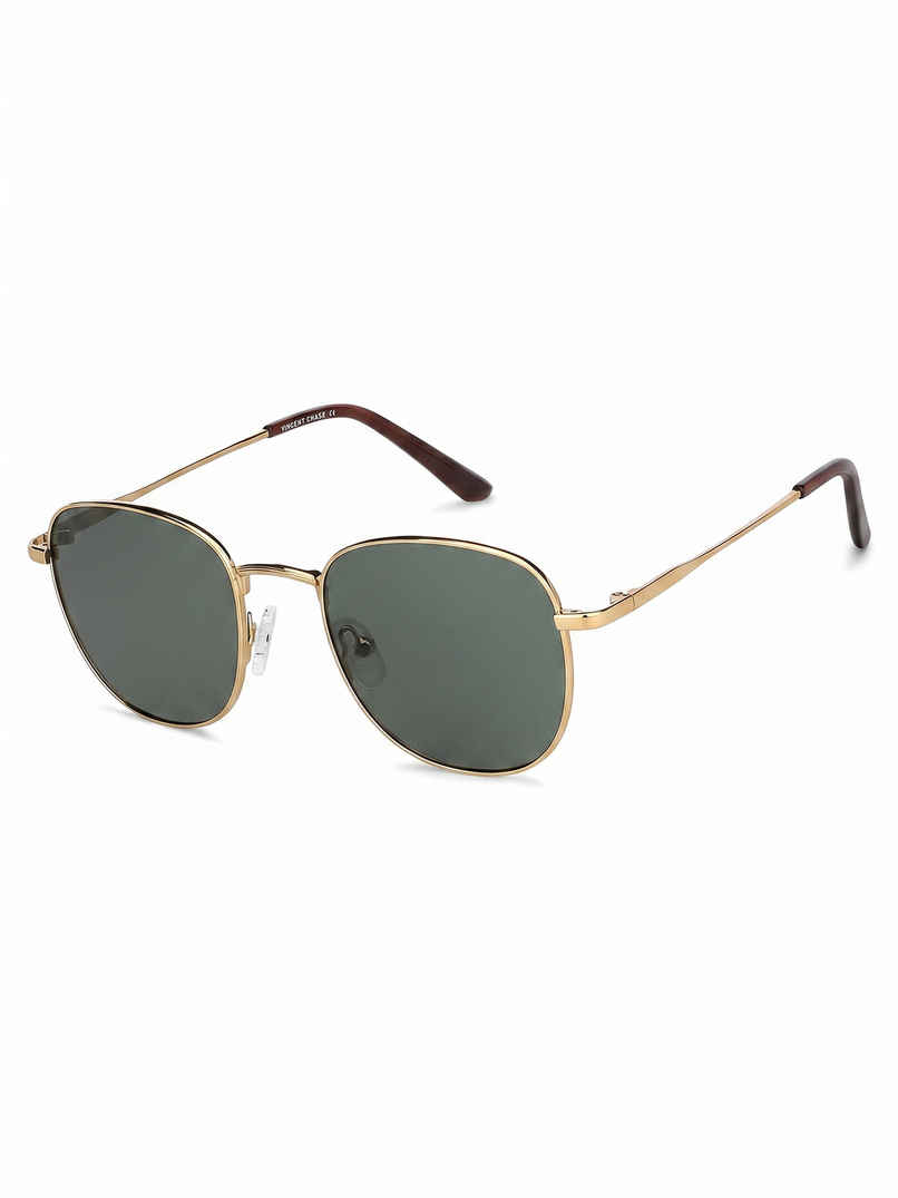 Vincent Chase By Lenskart Unisex Solid Metal Round Sunglasses | Gold - M Vincent Chase By Lenskart Unisex Solid Metal Round Sunglasses | Gold - M