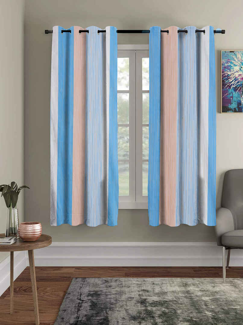 BAY6 Polyester Window Curtains - Set of 2 - (5x4 ft) - Blue