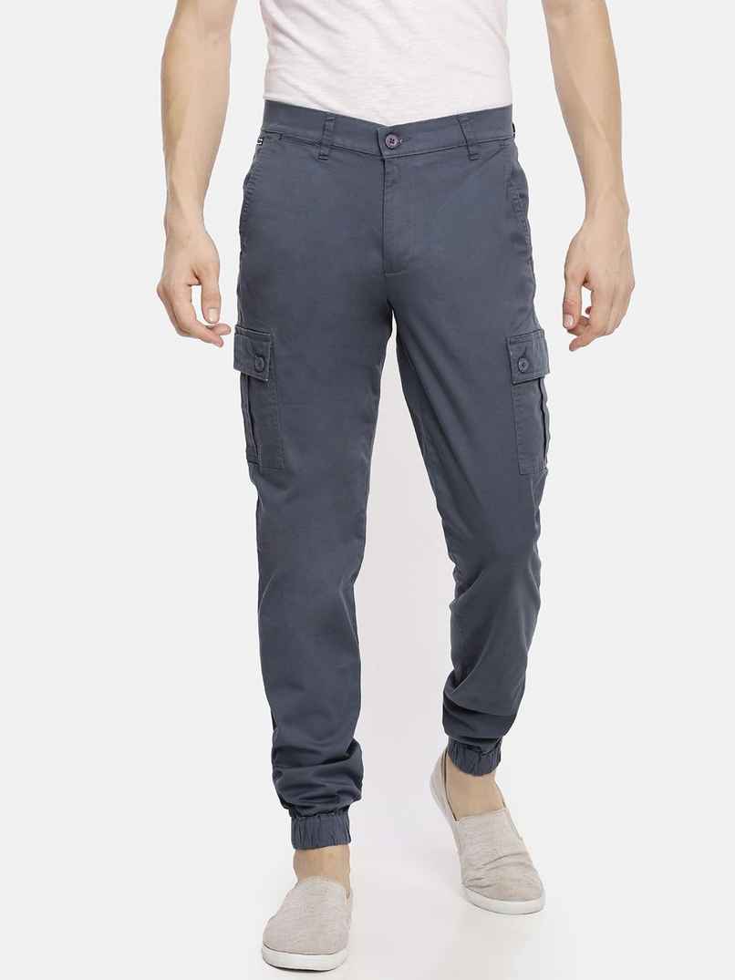The Indian Garage Co Men's Slim Fit Solid Casual Trouser | Blue - 32 The Indian Garage Co Men's Slim Fit Solid Casual Trouser | Blue - 32