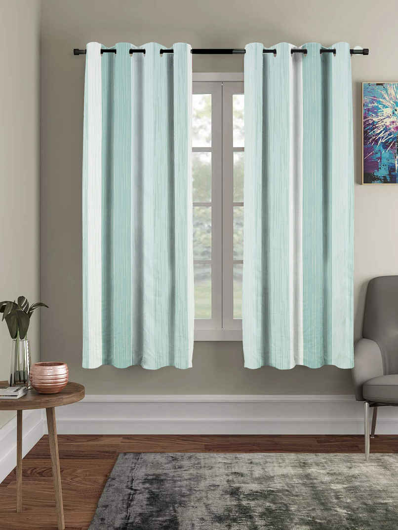 BAY6 Polyester Window Curtains | Set of 2 | 5x4 ft | Green