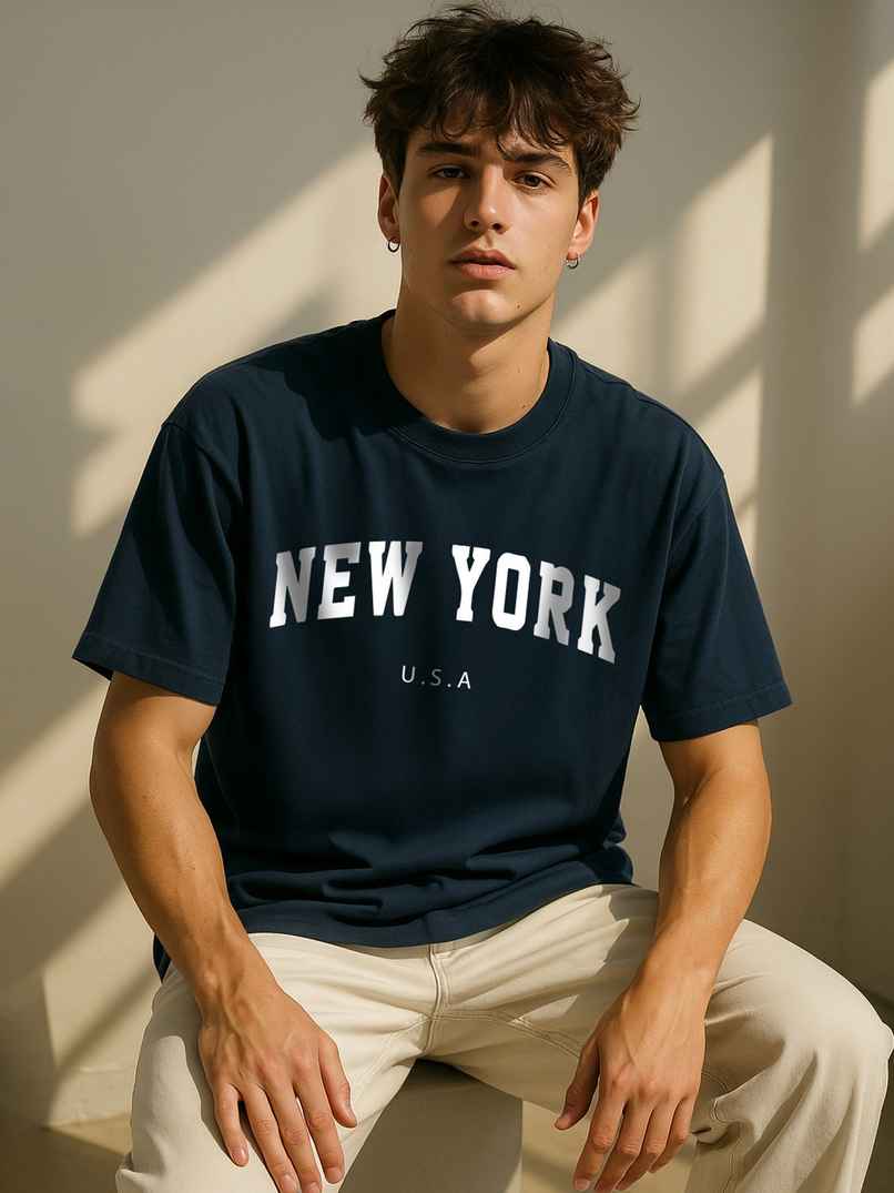 Veirdo Men's Printed Cotton Regular Fit T-Shirt | Navy - 2XL Veirdo Men's Printed Cotton Regular Fit T-Shirt | Navy - 2XL