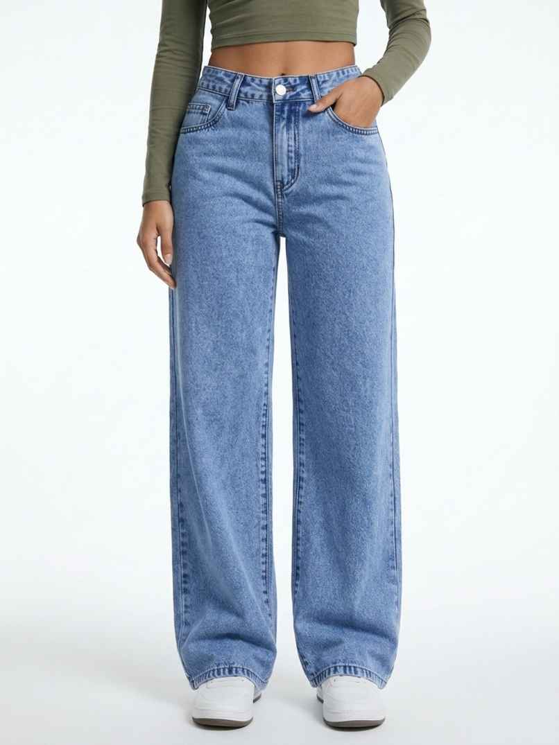Aadvi Fashion Women's Jean Baggy High-Rise Stretchable Jeans | Blue - 28 Aadvi Fashion Women's Jean Baggy High-Rise Stretchable Jeans | Blue - 28