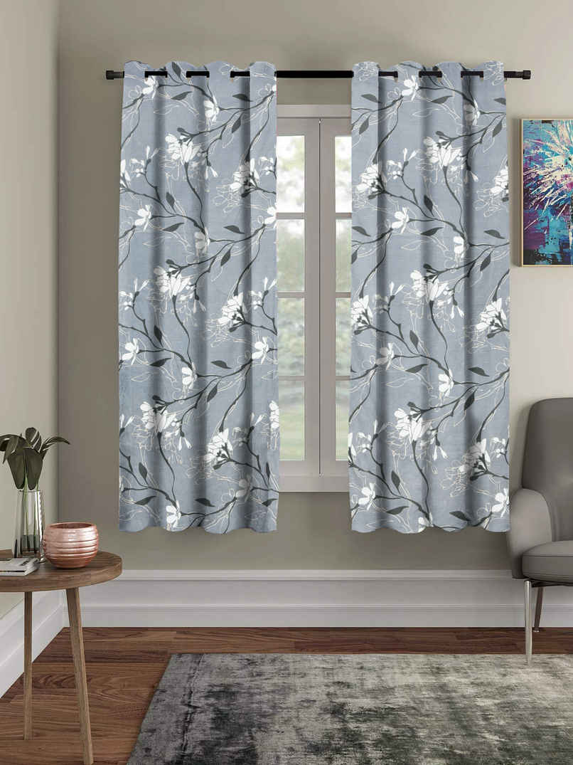 BAY6 Polyester Window Curtains - Set of 2 - (5x4 ft) - Grey