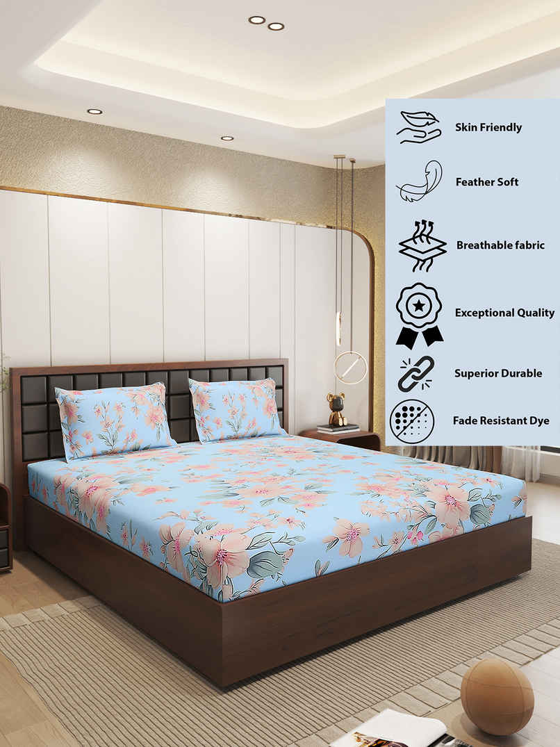 Status Imperial Corner Fitted Bedsheet | Sky Garden | 198 x 182 cm