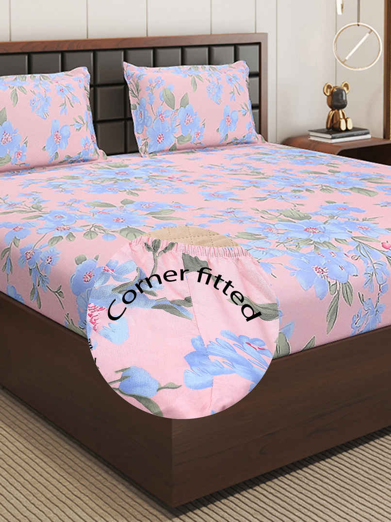 Status Imperial Corner Fitted Bedsheet | Velvet Blush Botanicals | 198 x 182 cm