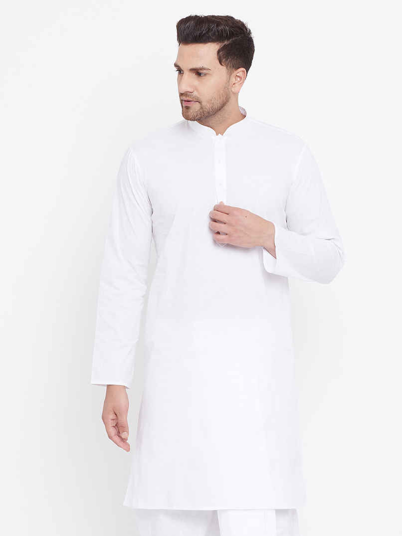 Vastramay Men's Cotton Traditional Kurta for Independence Day | White | XL Vastramay Men's Cotton Traditional Kurta for Independence Day | White | XL