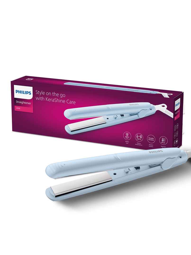 Philips Bhs264/00 Silkprotect On The Go Hair Straightener With Kerashine - Light Blue