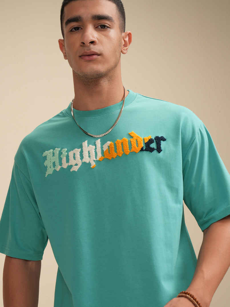 Highlander Men's Sea Green Typography Printed Relaxed Fit Casual Tshirt |Sea Green|M Highlander Men's Sea Green Typography Printed Relaxed Fit Casual Tshirt |Sea Green|M
