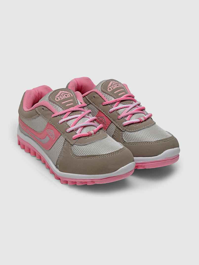 Asian Women's Lace up Sports Shoes | CUTE | Grey | UK 6