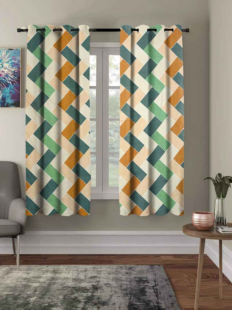 BAY6 Polyester Window Curtains | Set of 2 | 5x4 ft | Multicolor