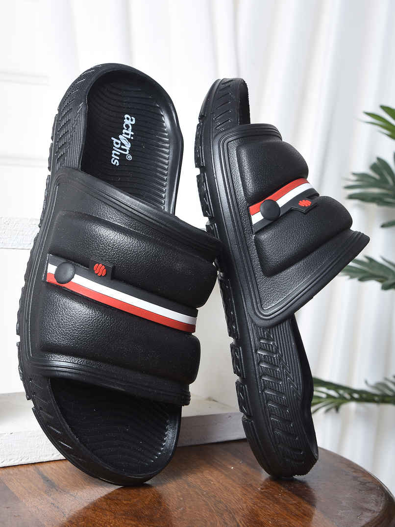 Action Sliders For Men | Ontm-44 Black - UK-7 Action Sliders For Men | Ontm-44 Black - UK-7