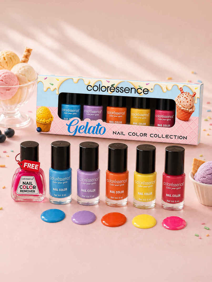 Coloressence Gelato Nail Paint Kit | Free Remover Included | Glossy Finish | Quick Dry | Chip-Resistant