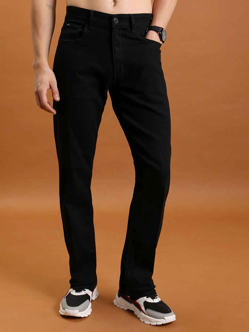 Highlander Men's Straight Fit Clean Look Stretchable Jeans | Black - 32 Highlander Men's Straight Fit Clean Look Stretchable Jeans | Black - 32